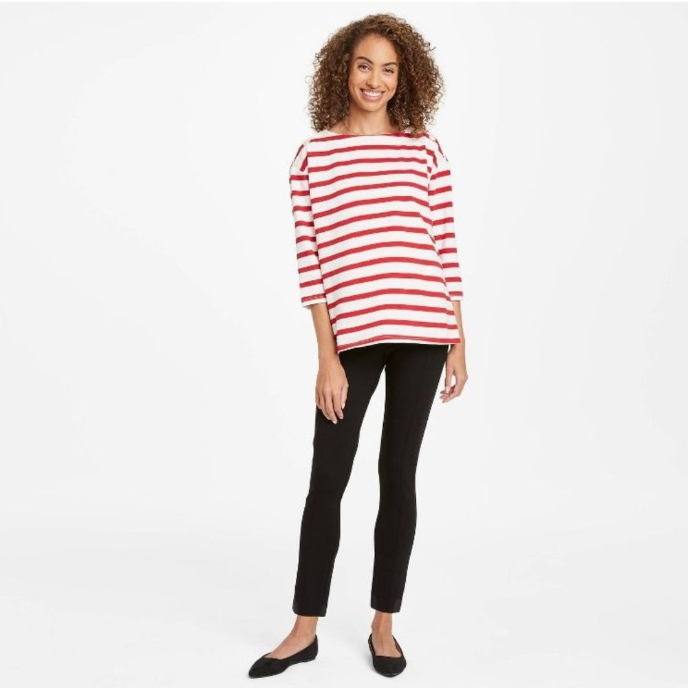 The Nines By Hatch Maternity Women's Red Striped 3/4 Sleeve, L, NWT
